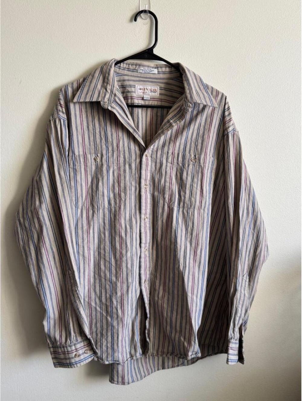 River Brand by Arrow striped cotton button-up shirt in size L